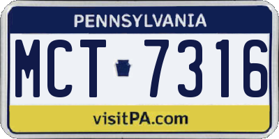PA license plate MCT7316