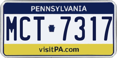 PA license plate MCT7317
