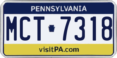 PA license plate MCT7318