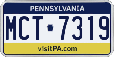 PA license plate MCT7319