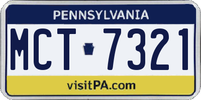 PA license plate MCT7321