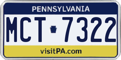 PA license plate MCT7322