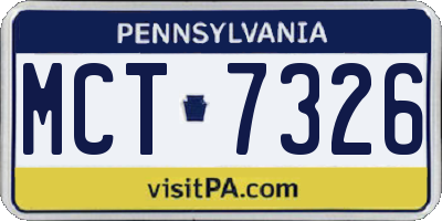 PA license plate MCT7326