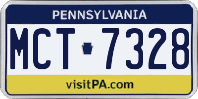 PA license plate MCT7328