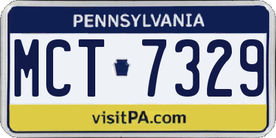 PA license plate MCT7329