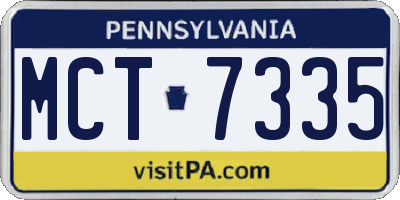 PA license plate MCT7335