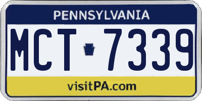 PA license plate MCT7339