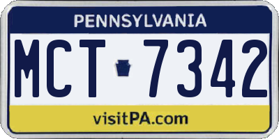 PA license plate MCT7342