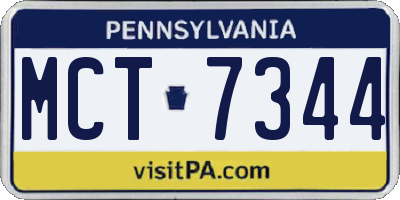PA license plate MCT7344