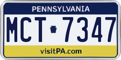 PA license plate MCT7347