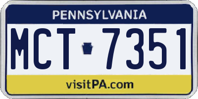 PA license plate MCT7351