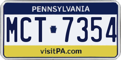 PA license plate MCT7354