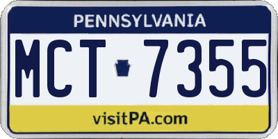 PA license plate MCT7355