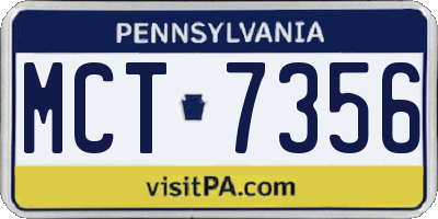 PA license plate MCT7356
