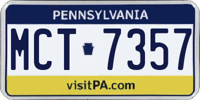 PA license plate MCT7357