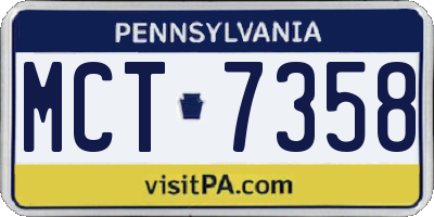 PA license plate MCT7358