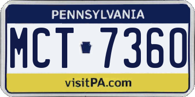 PA license plate MCT7360