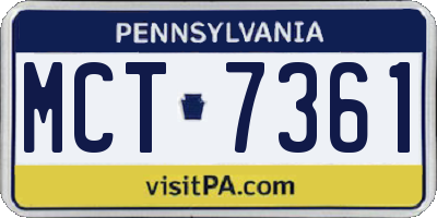 PA license plate MCT7361