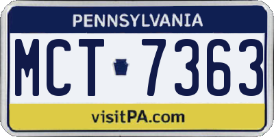 PA license plate MCT7363