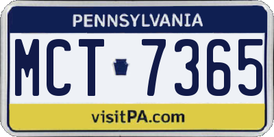 PA license plate MCT7365