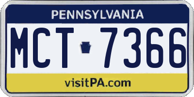 PA license plate MCT7366