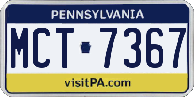 PA license plate MCT7367