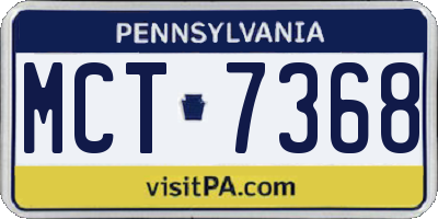 PA license plate MCT7368