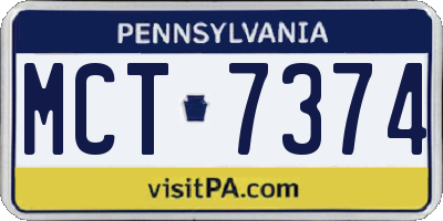 PA license plate MCT7374