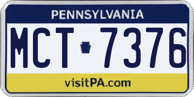 PA license plate MCT7376