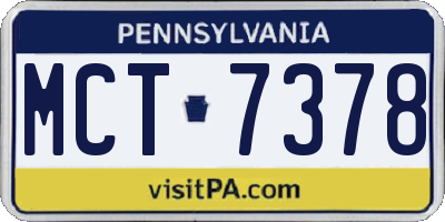 PA license plate MCT7378