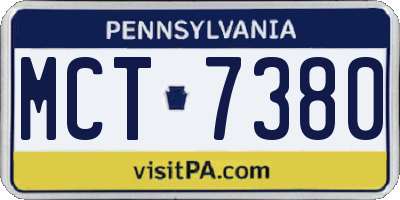 PA license plate MCT7380