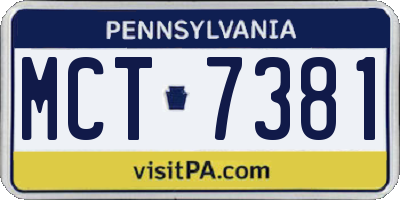 PA license plate MCT7381