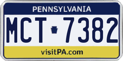 PA license plate MCT7382