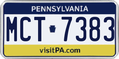 PA license plate MCT7383