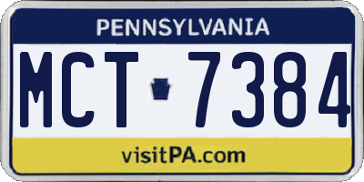 PA license plate MCT7384