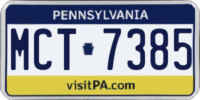 PA license plate MCT7385
