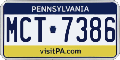 PA license plate MCT7386