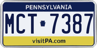 PA license plate MCT7387