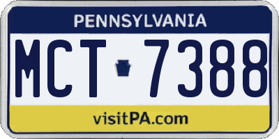 PA license plate MCT7388