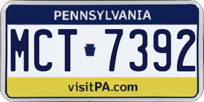 PA license plate MCT7392