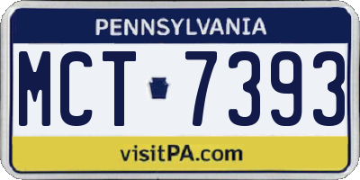 PA license plate MCT7393