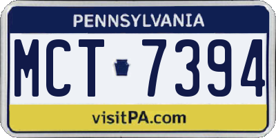 PA license plate MCT7394