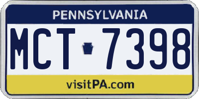 PA license plate MCT7398