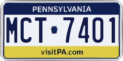 PA license plate MCT7401