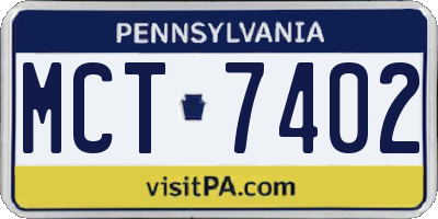 PA license plate MCT7402