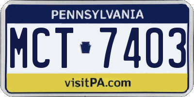 PA license plate MCT7403