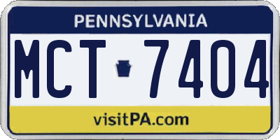 PA license plate MCT7404