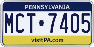 PA license plate MCT7405