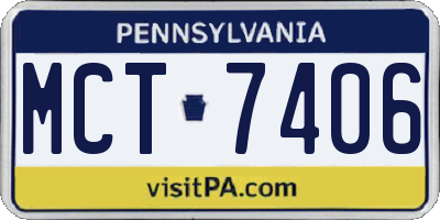 PA license plate MCT7406