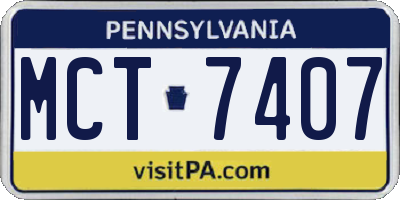 PA license plate MCT7407